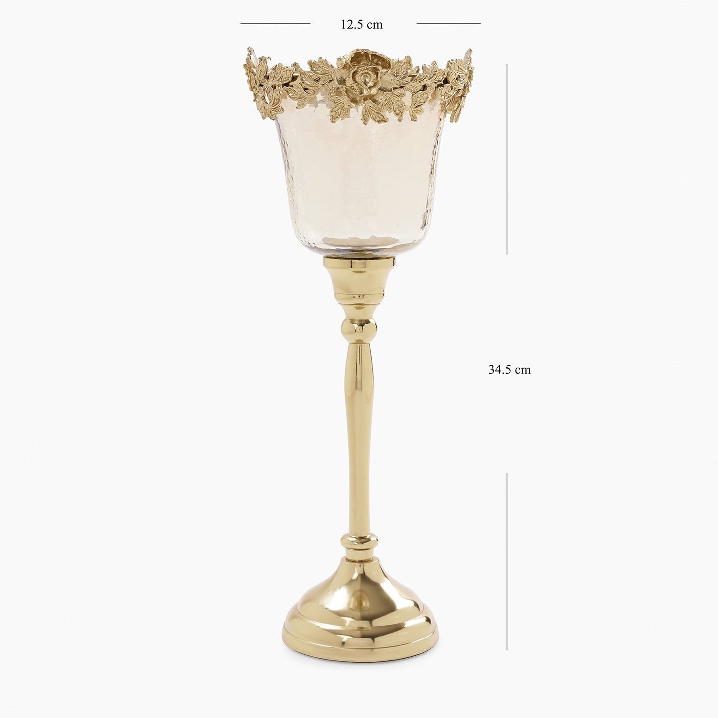 Amber & Gold Hammered Candle Holder with Stand - Large