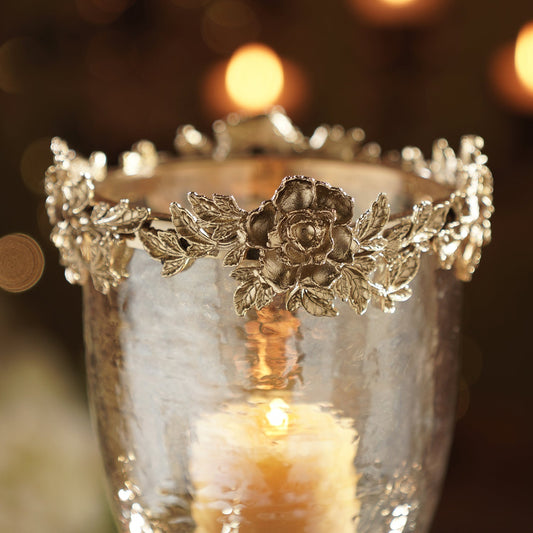 Amber & Gold Glass Hammered Candle Holder