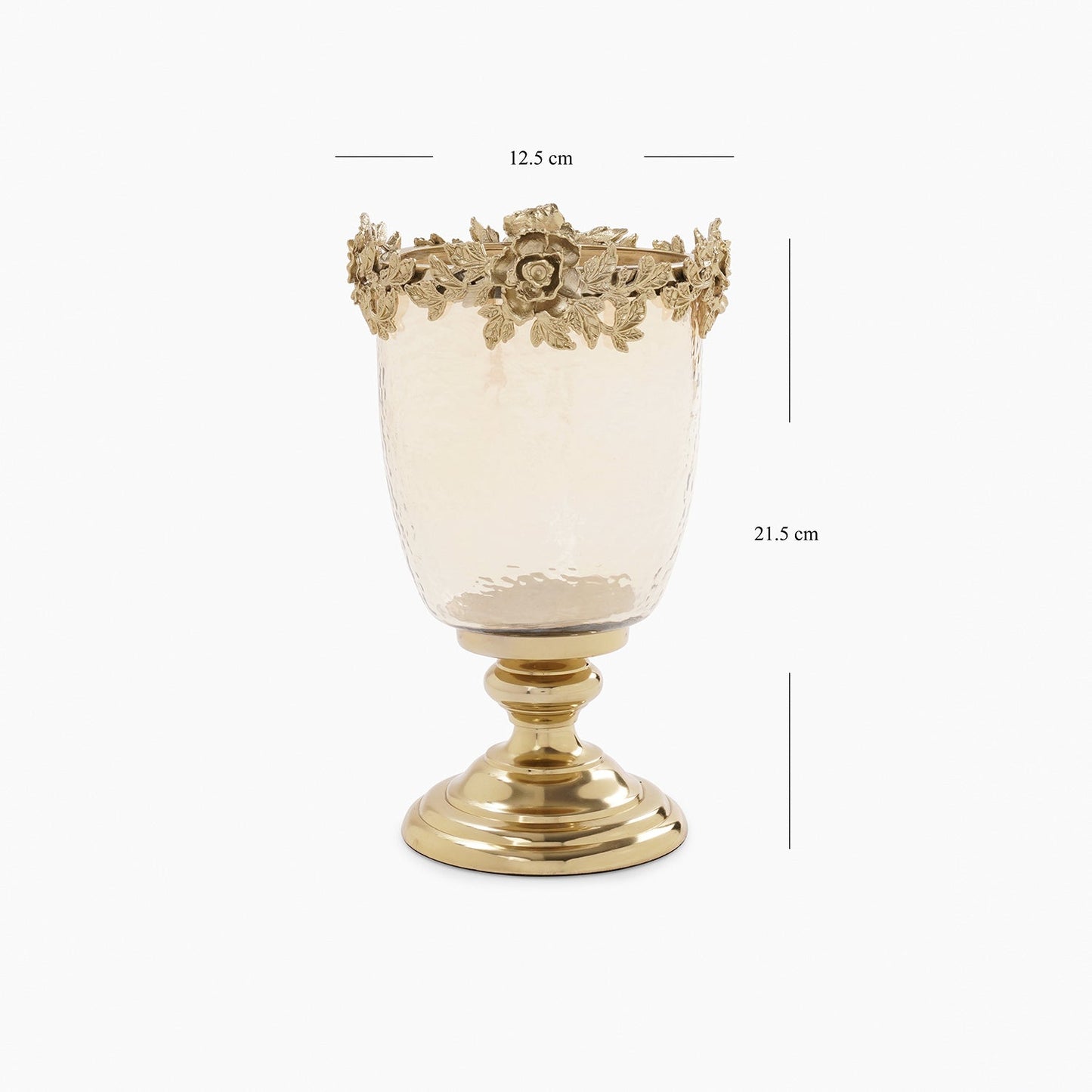 Amber & Gold Glass Hammered Candle Holder