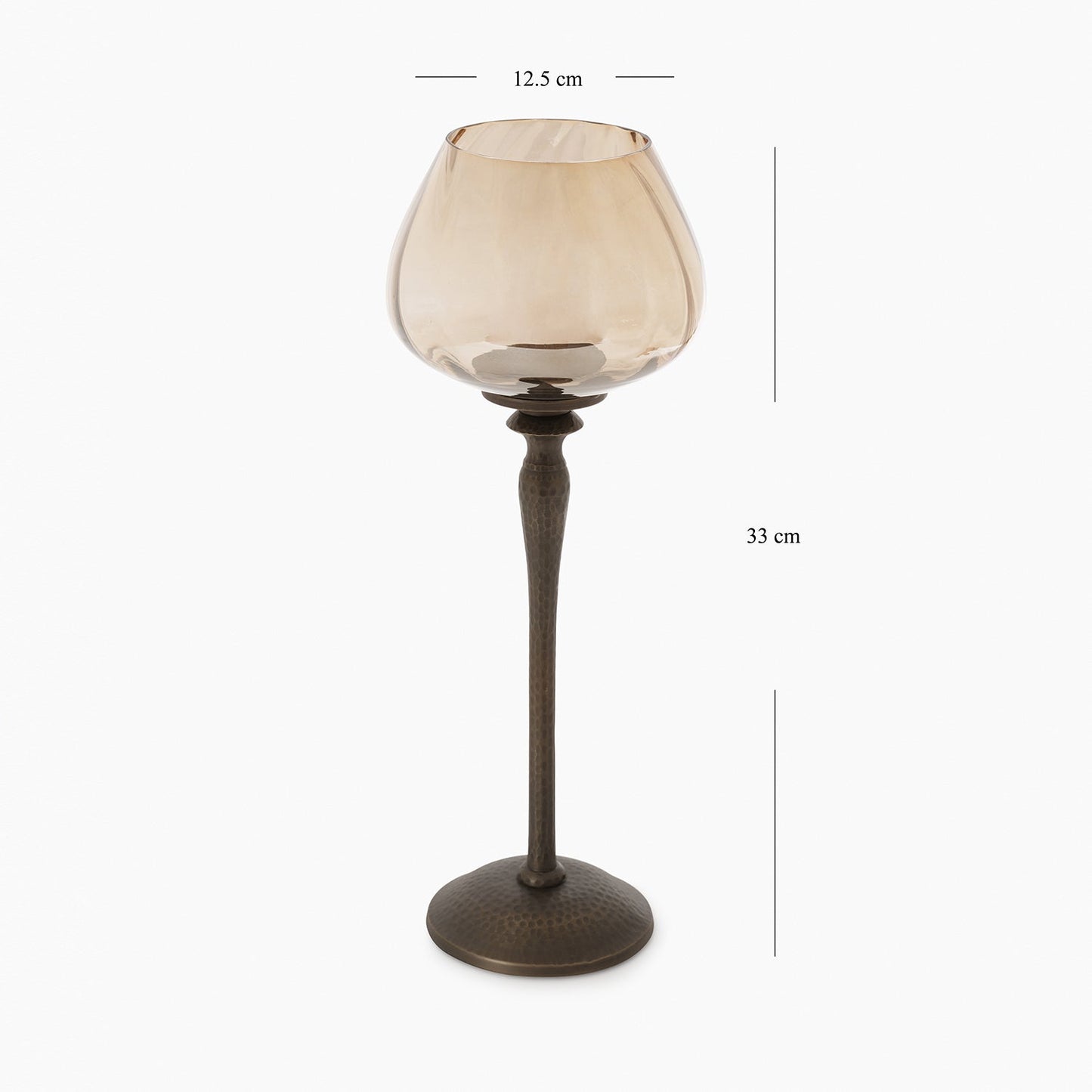 Brown Antique Finish Hammered Glass Candle Holder