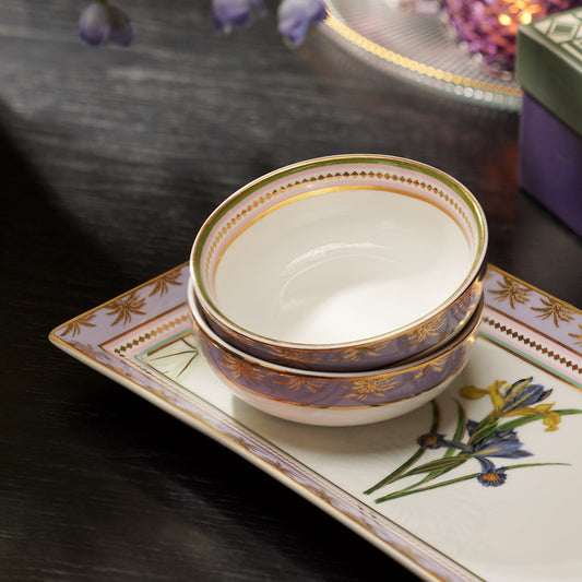 Lilac & White Gardenia Print Porcelain Tray with Bowls