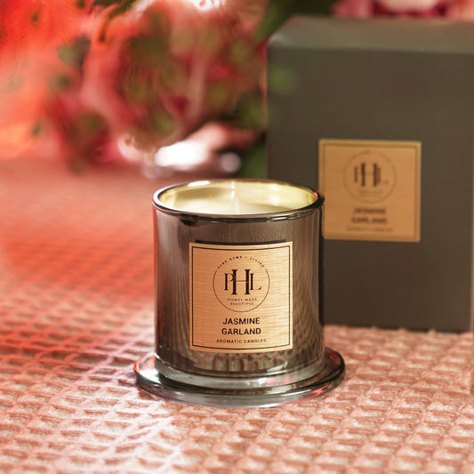 Jasmine Garland Scented Candle with Cloche