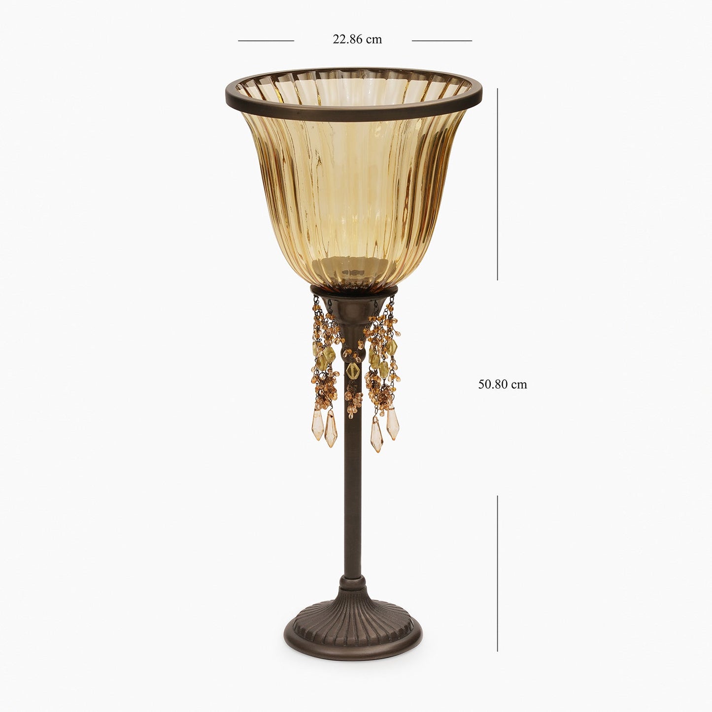 Yellow Crystal Votive Candle Holder with Stand - Large