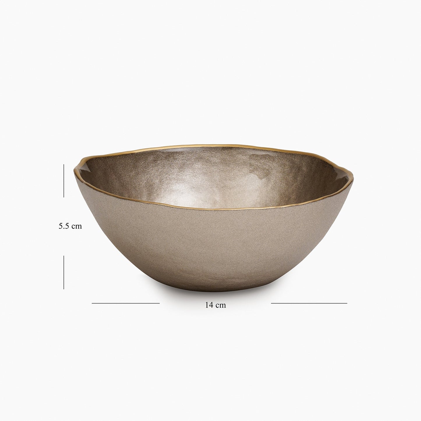 Set of 2 Taupe Dune Glass Serving Bowls
