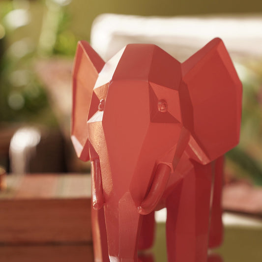 Orange Polyresin Elephant Figurine