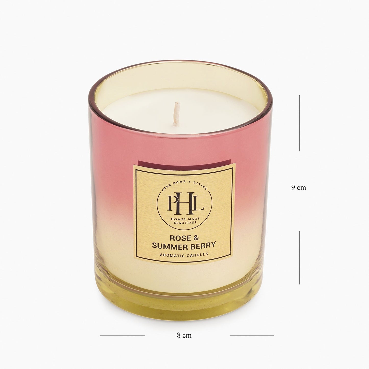 Rose & Summer Berry Scented Wax Filled Candle - Yellow