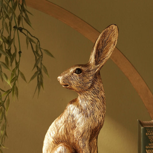 Gold Metal Finish Polyresin Rabbit Figurine - Large