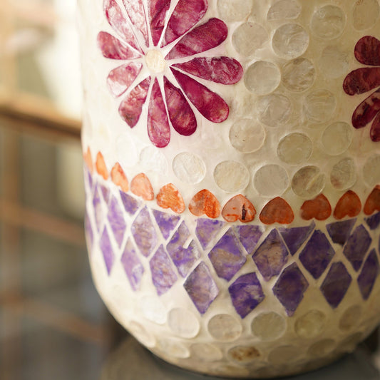 Purple & Orange Floral Print Vase