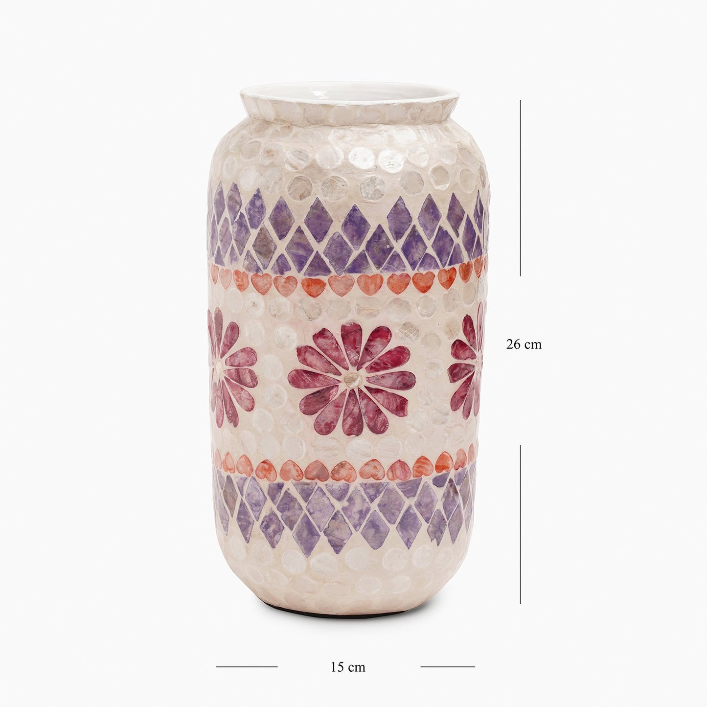 Purple & Orange Floral Print Capiz Shell Vase - Small