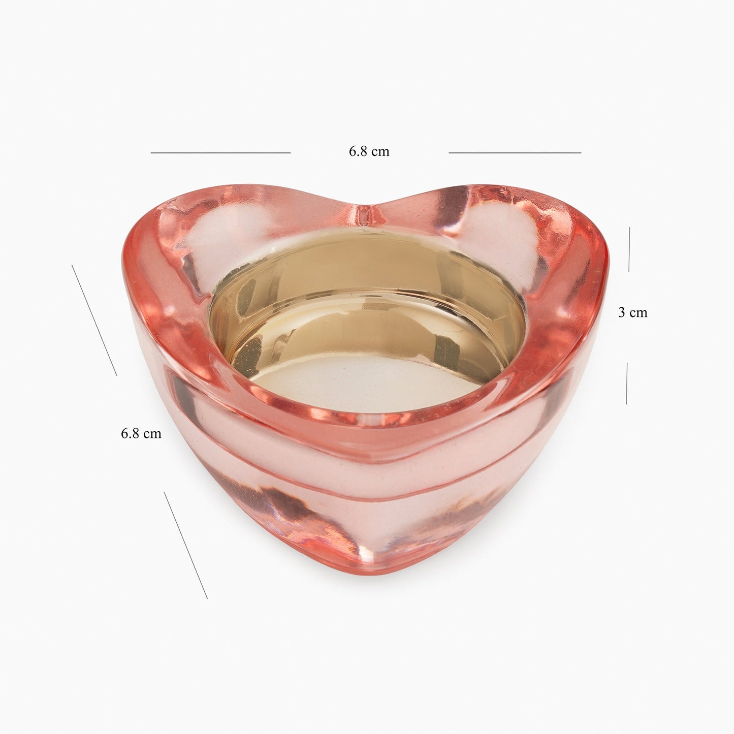 Pink Glass Heart Shaped Tealight Holder