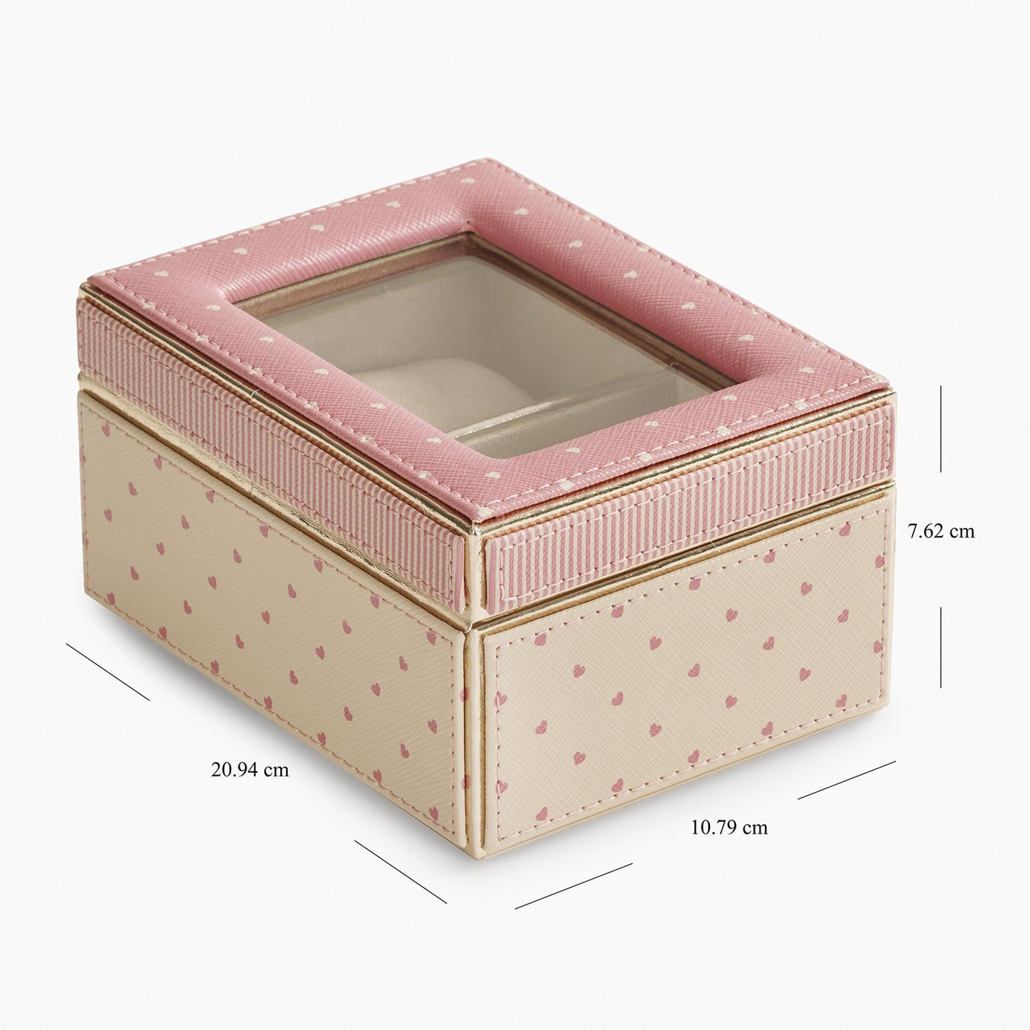 Pink & Ivory Printed 2 Compartment Faux Leather Watch Box