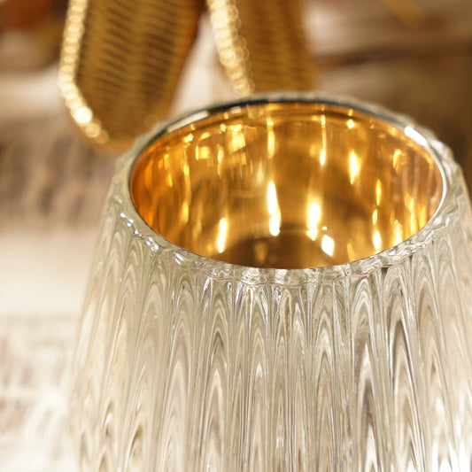 Silver Ribbed Texture Tealight Holder