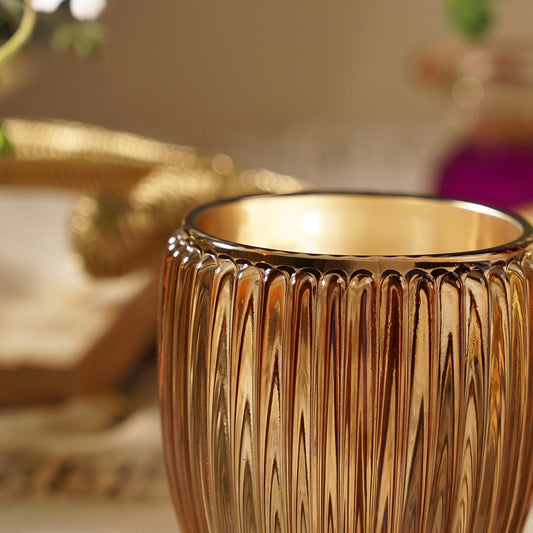 Light Amber Ribbed Texture Tealight Holder