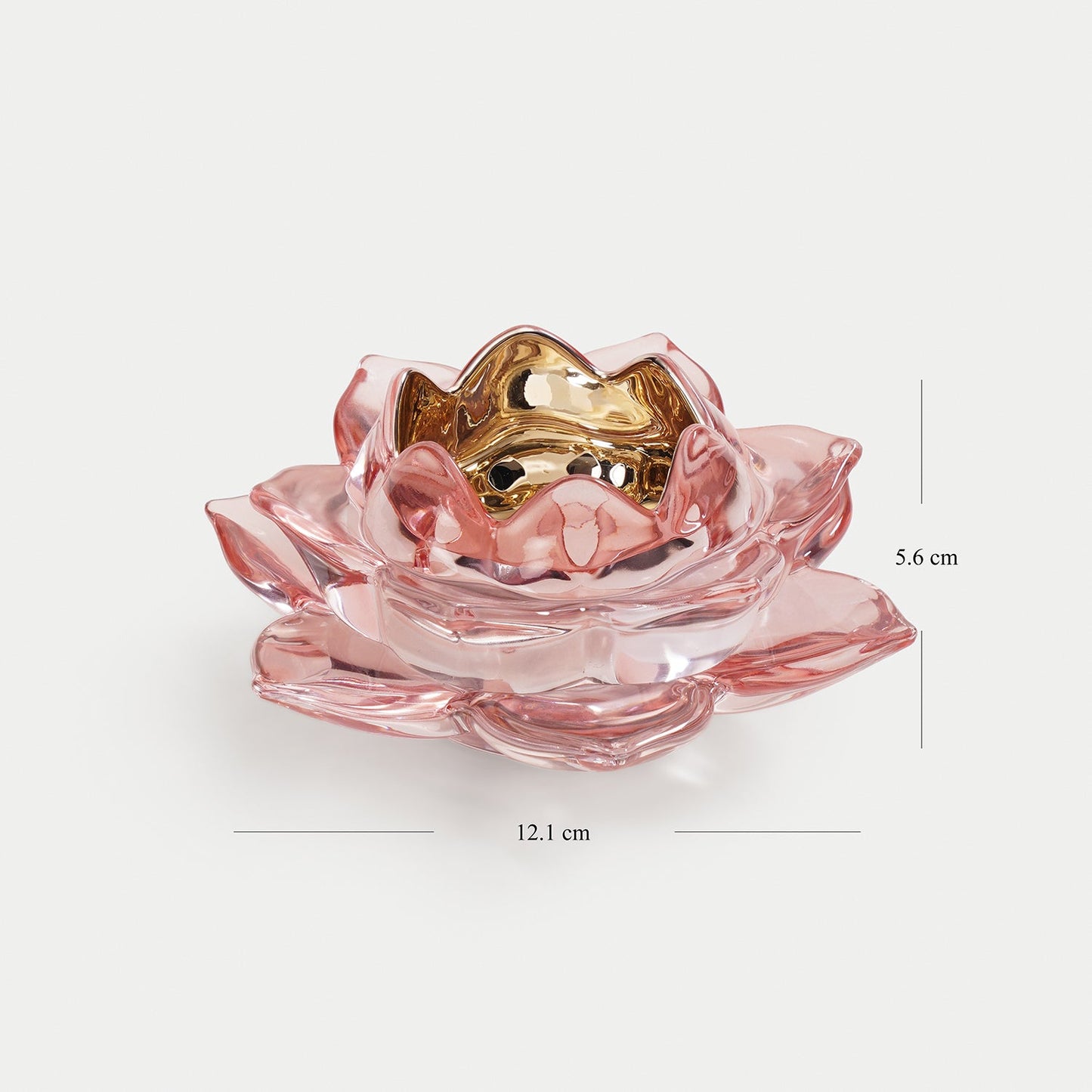 Light Pink Lotus Shaped Glass Tealight Holder