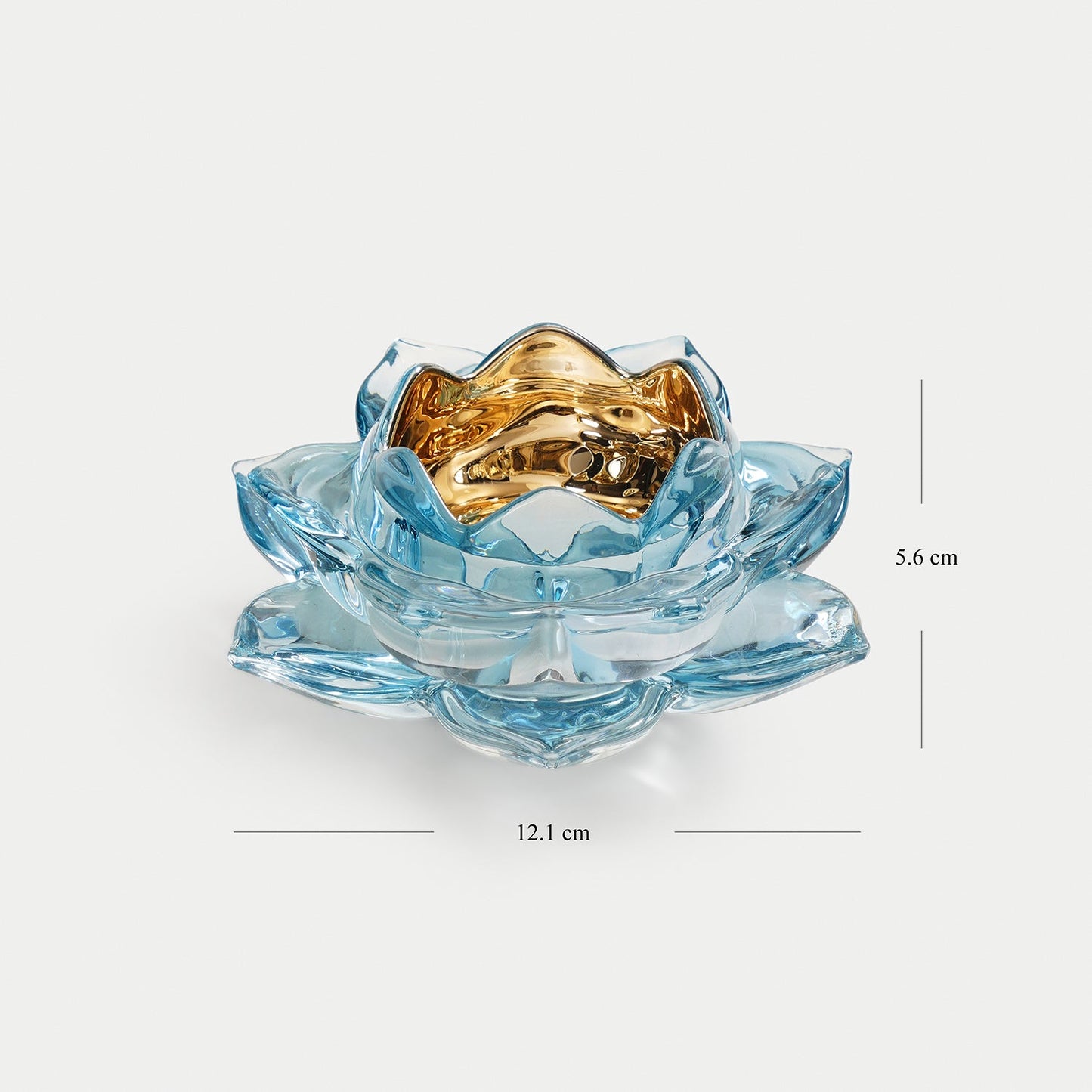 Light Blue Lotus Shaped Glass Tealight Holder