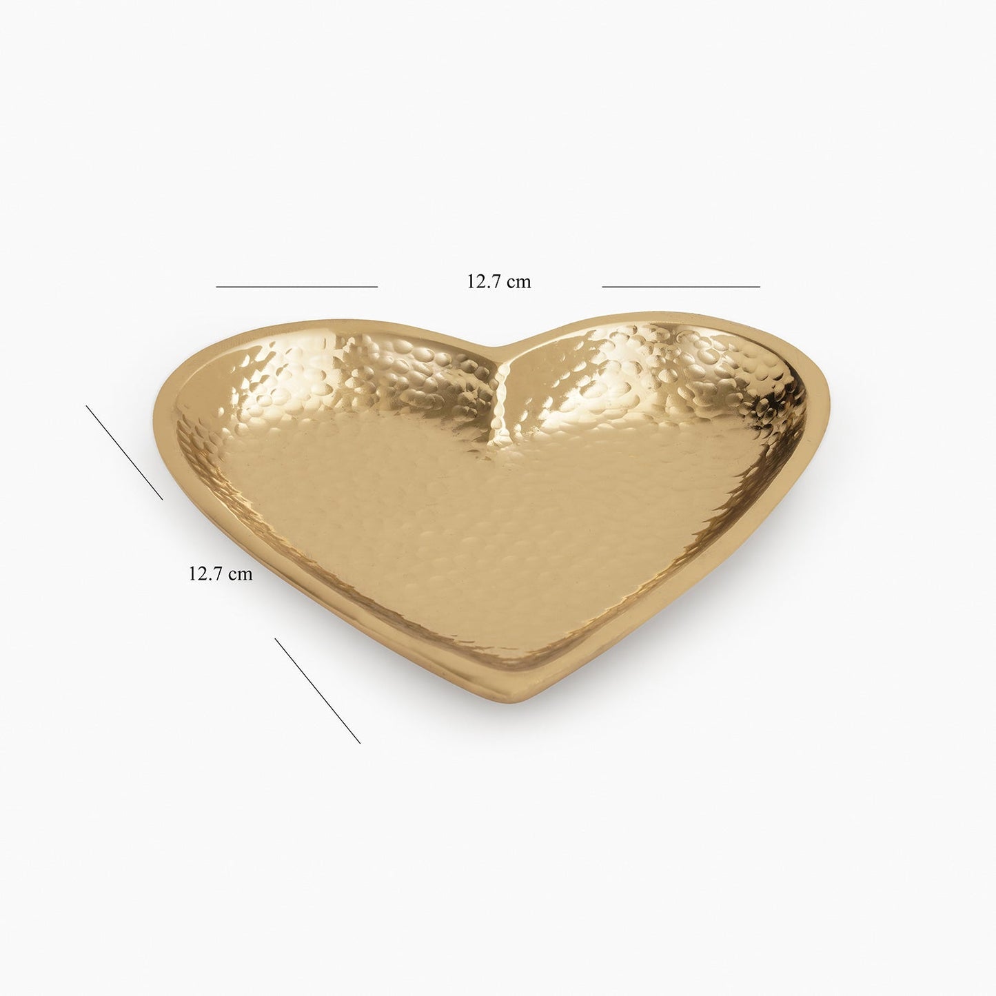 Gold Heart Shaped Hammered Metal Platter - Small