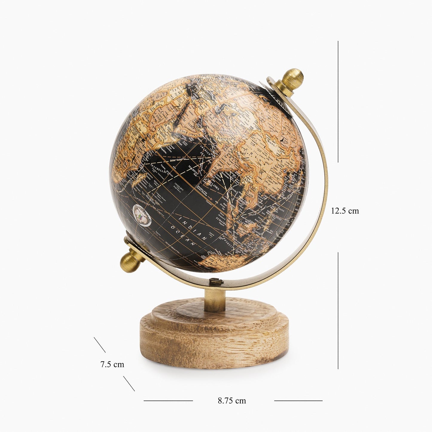 Black Decorative Globe with Stand - Small