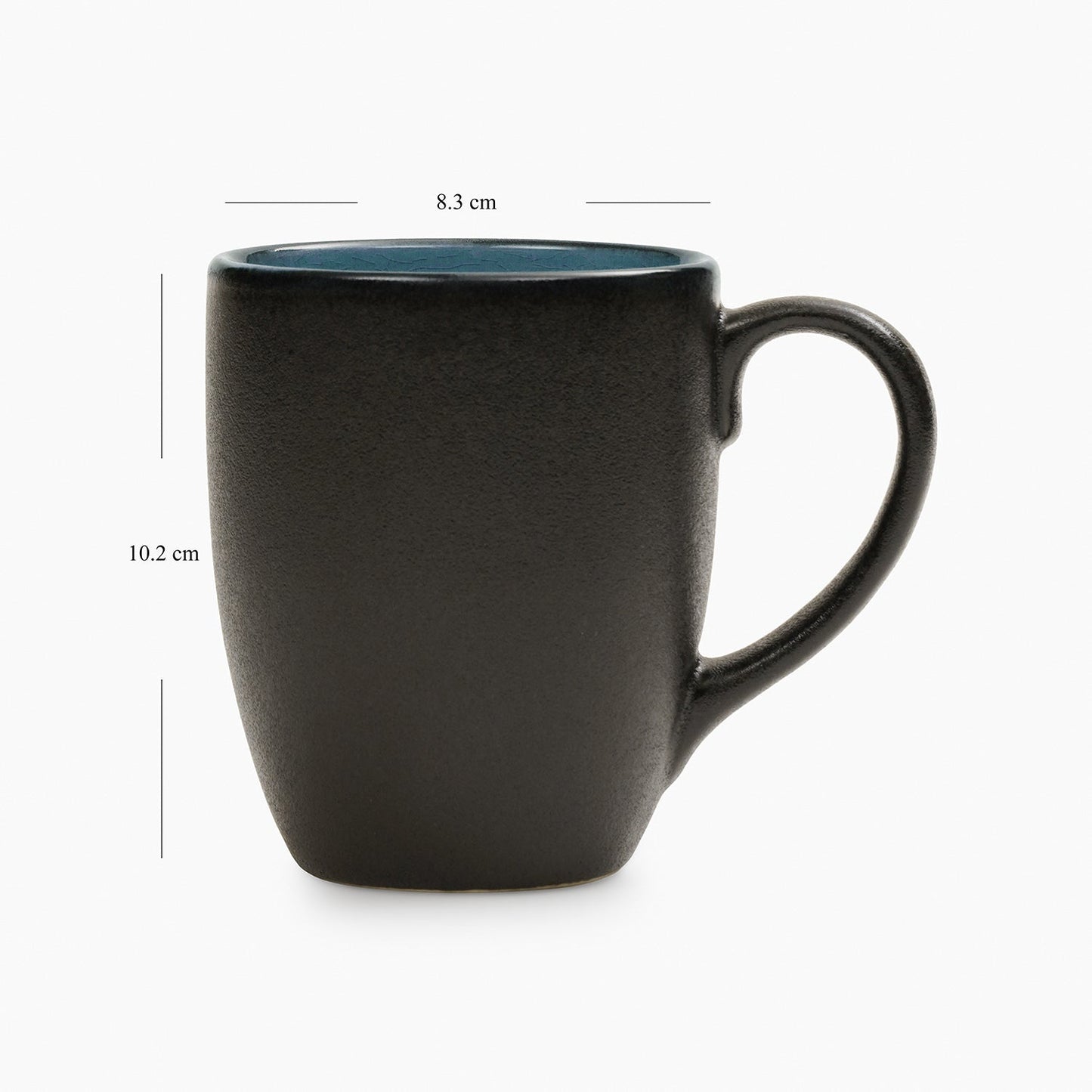 Set of 2 Black & Blue Ceramic Coffee Mugs