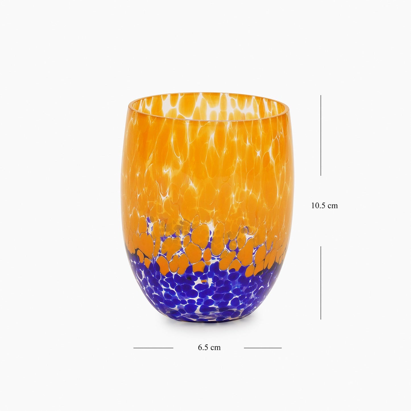 Set of 2 Orange & Blue Speckled Drinking Glasses
