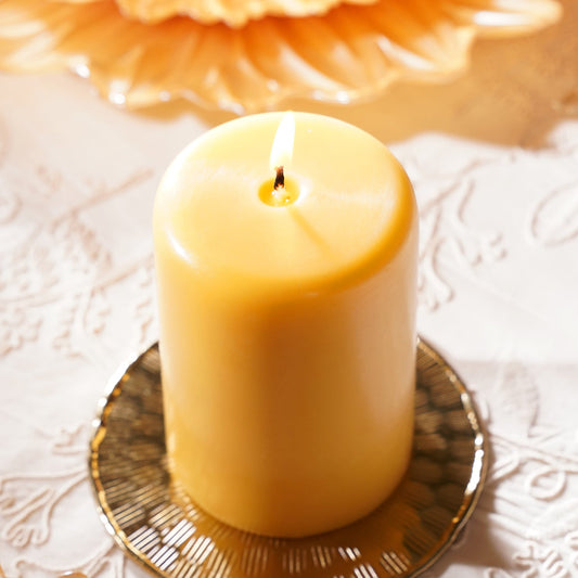 Mustard Oud Pillar Candle - Large