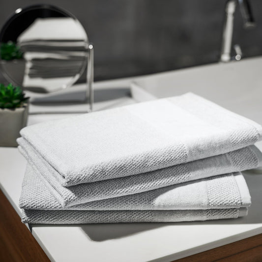 Set of 4 Light Blue Sheared Hand Towels