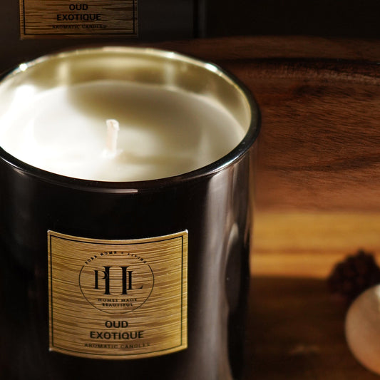 Black Scented Wax Filled Candle Jar - Oud Exotique