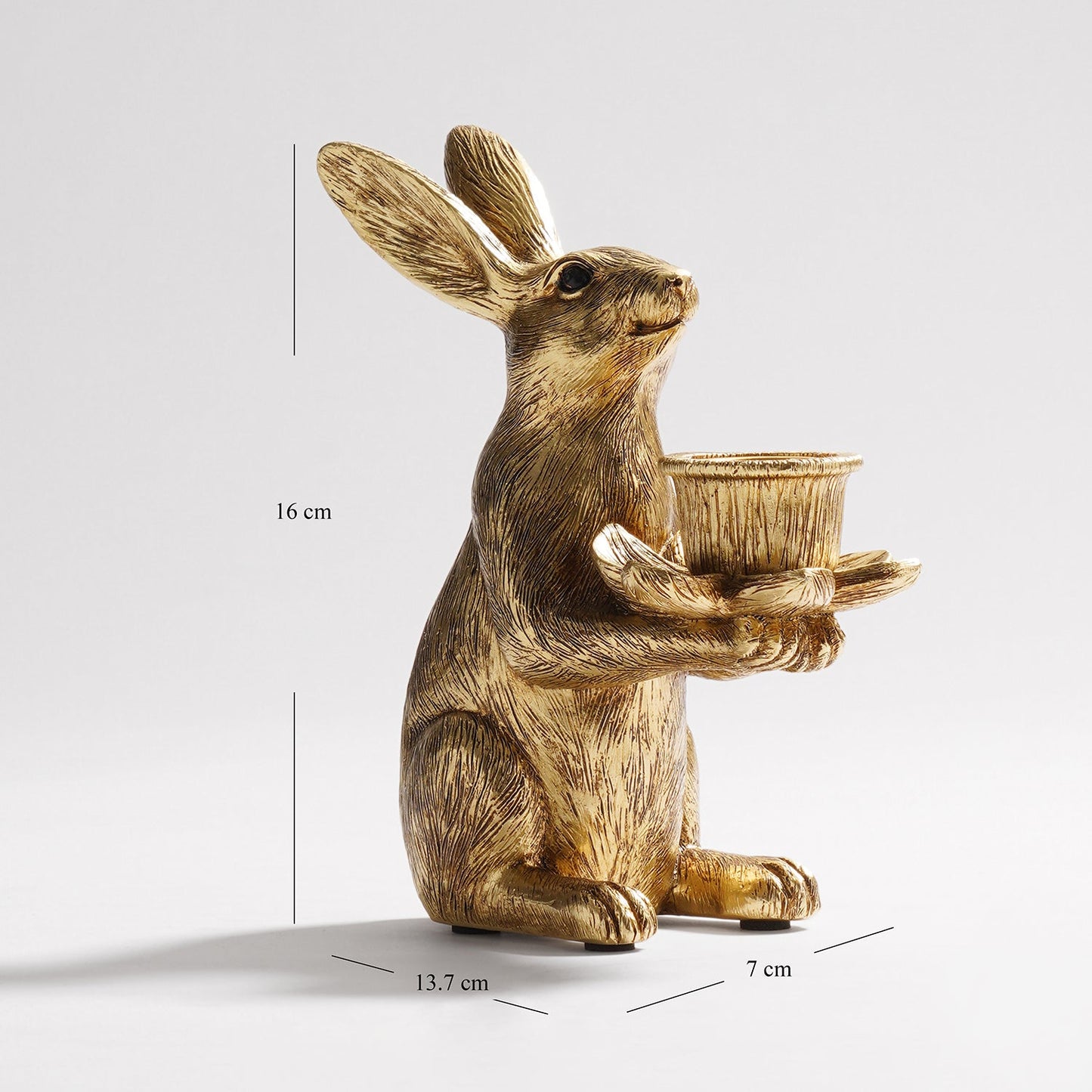 Gold Polyresin Rabbit Candle Holder