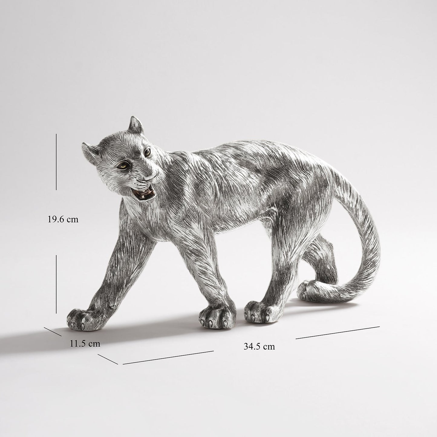 Silver Polyresin Roaring Panther