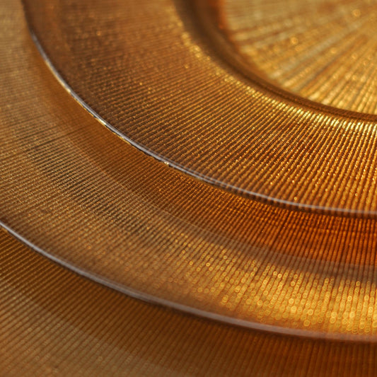 Set of 2 Gold Radial Textured Dinner Plates