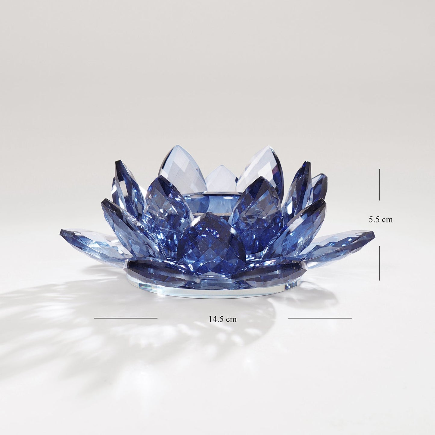 Blue Crystal Lotus Shaped Crystal Candle Holder