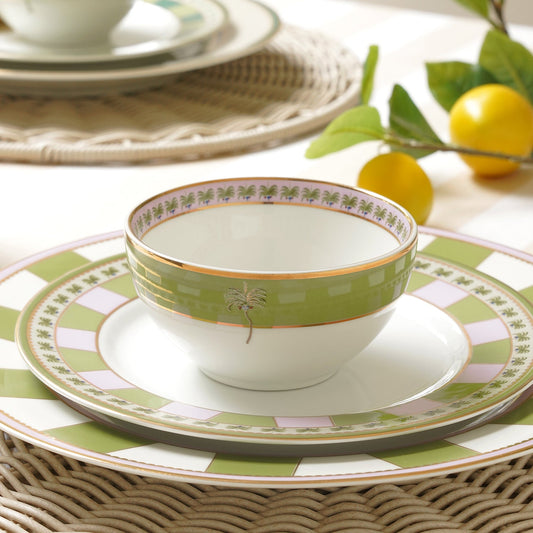 Set of 2 Pink & Green Palmera Print Bowls