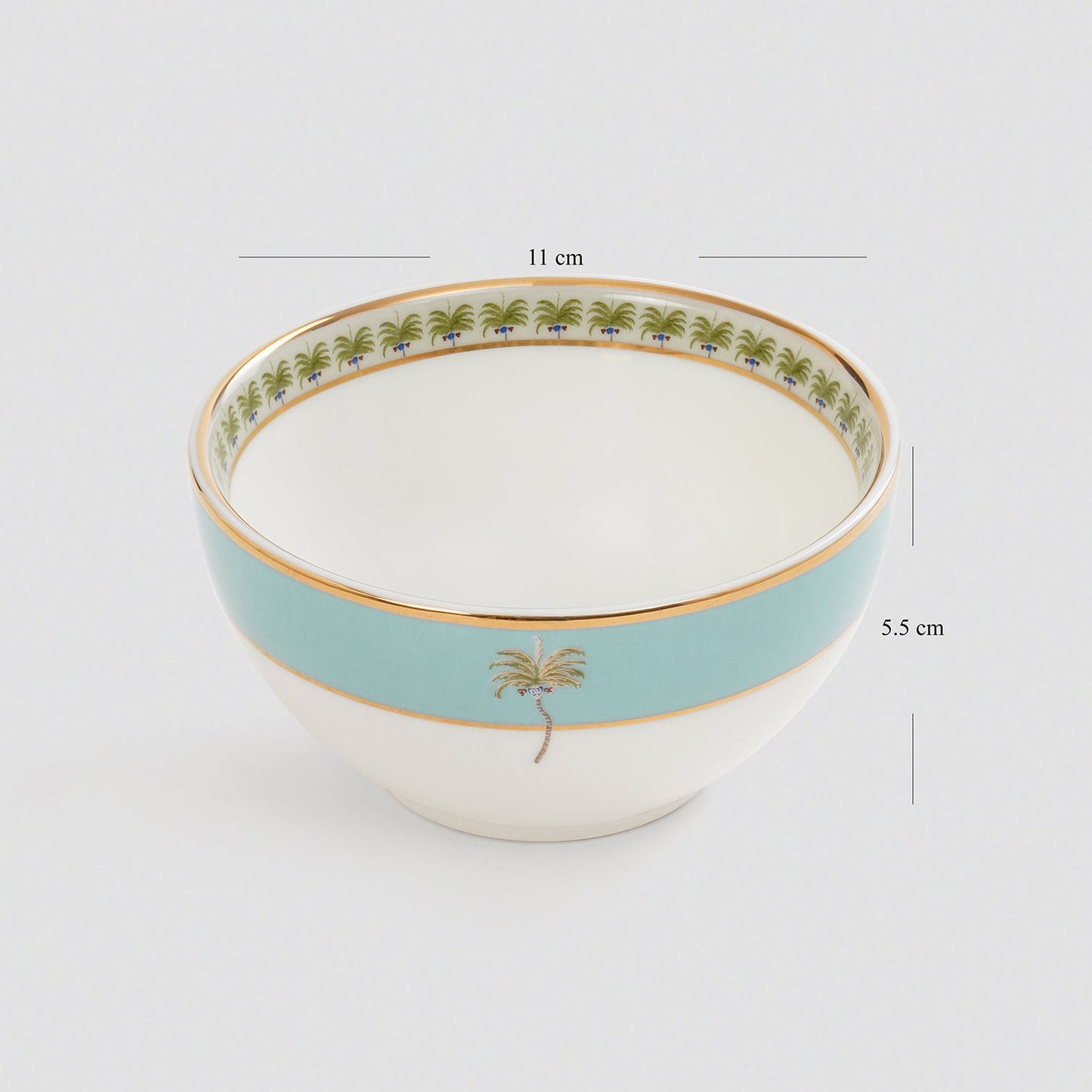 Set of 2 Blue Palmetto Print Porcelain Bowls