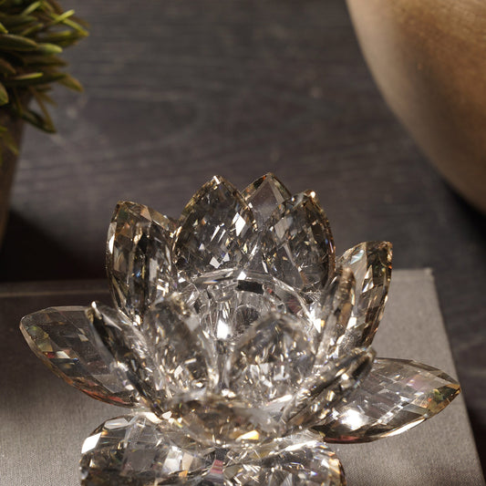 Clear Crystal Lotus Shaped Candle Holder