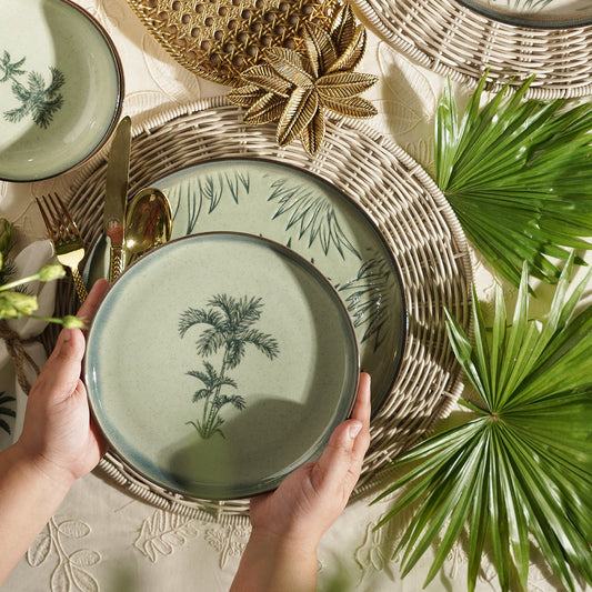 Ivory Ceramic Printed Dessert Plate
