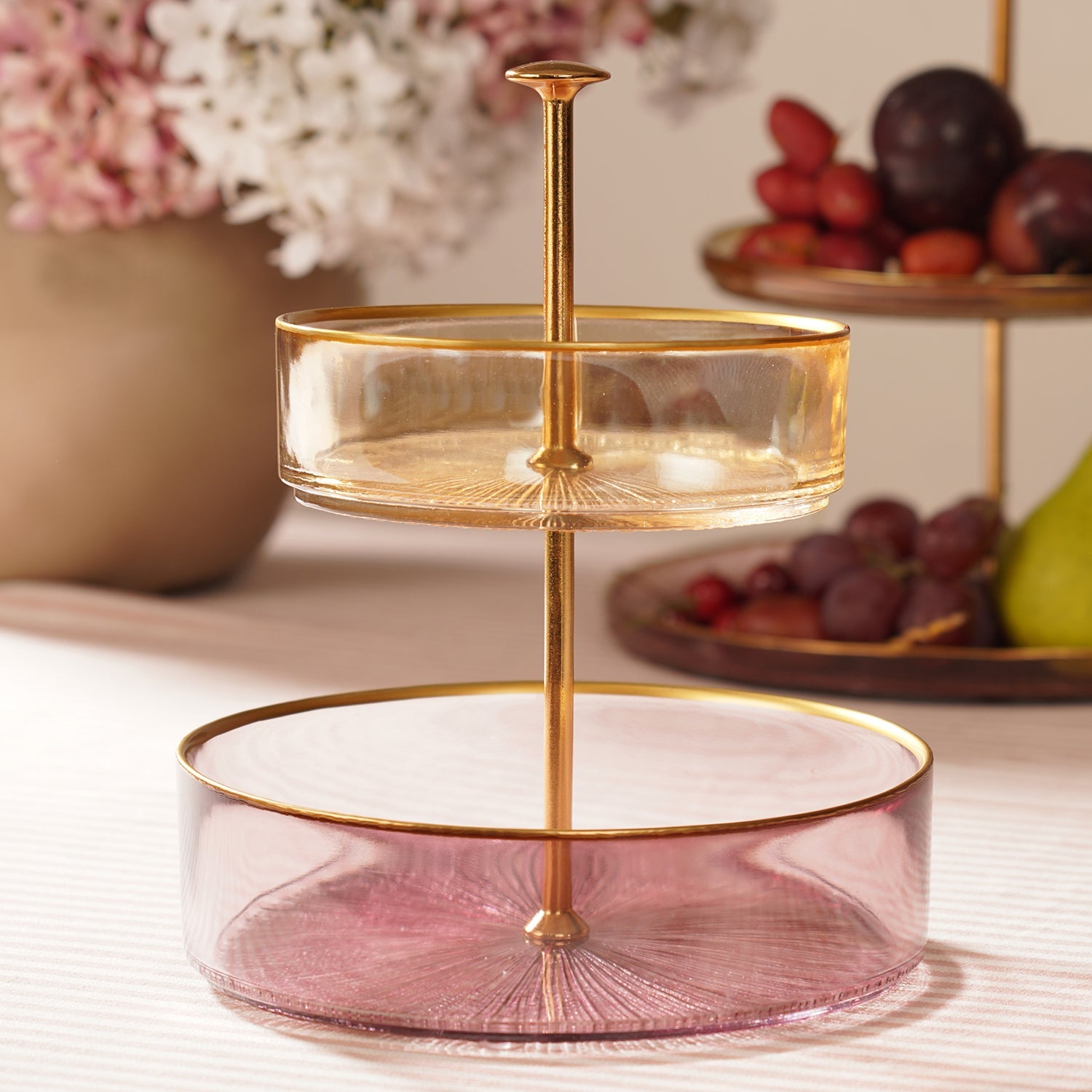 Pure Home + Living】 Amber & Pink Two Tiered Radial Textured