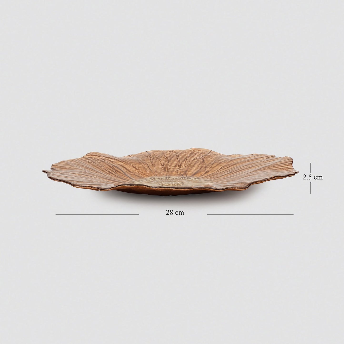 Set of 2 Copper Gold Flower Shaped Dinner Plates