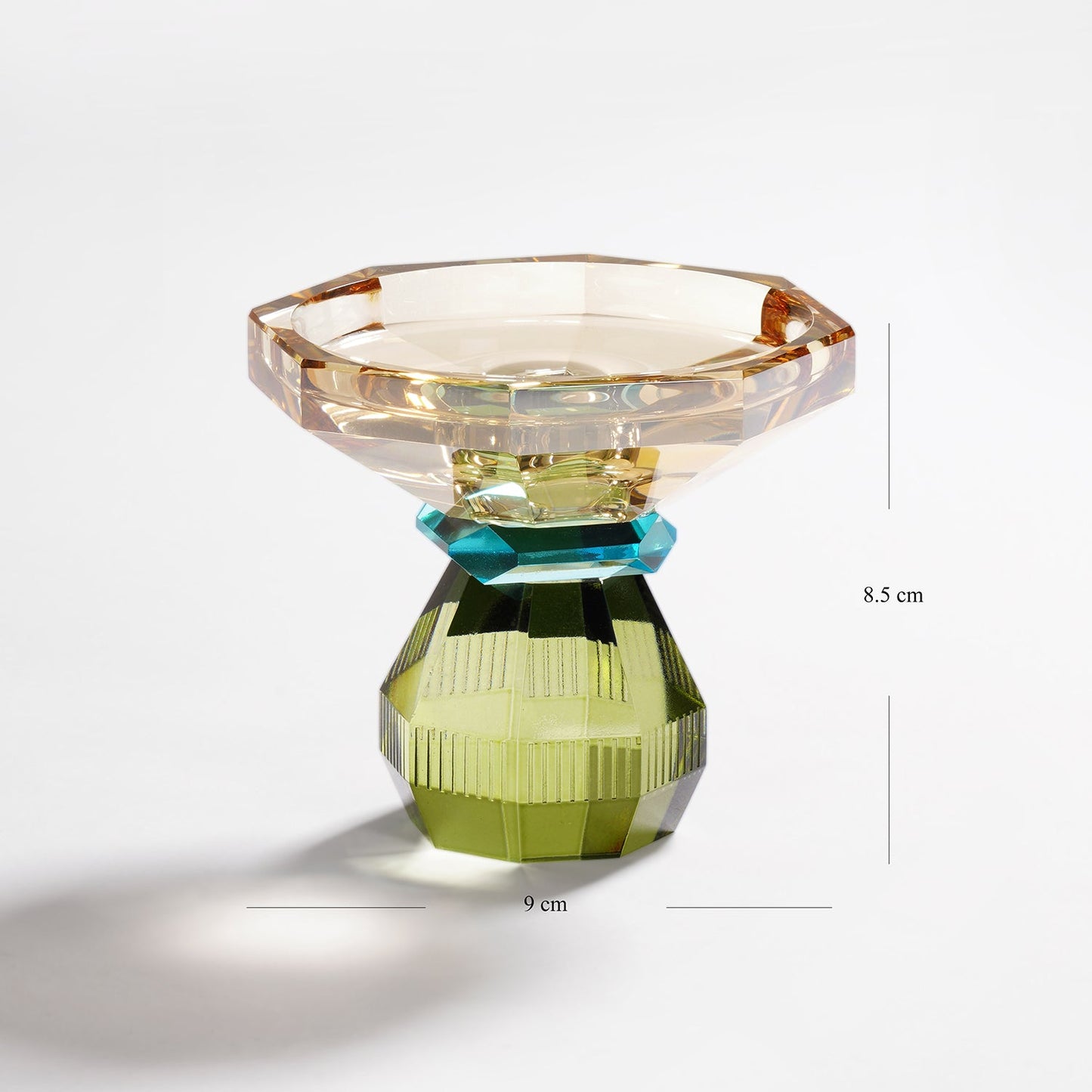 Amber & Green Glass Crystal Candle Holder