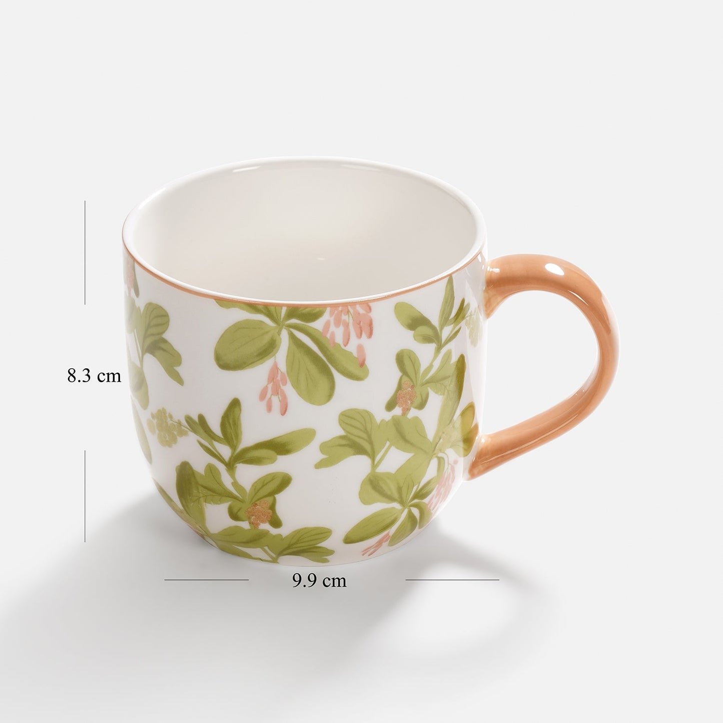 Set of 2 Pink Printed Bone China Coffee Mugs