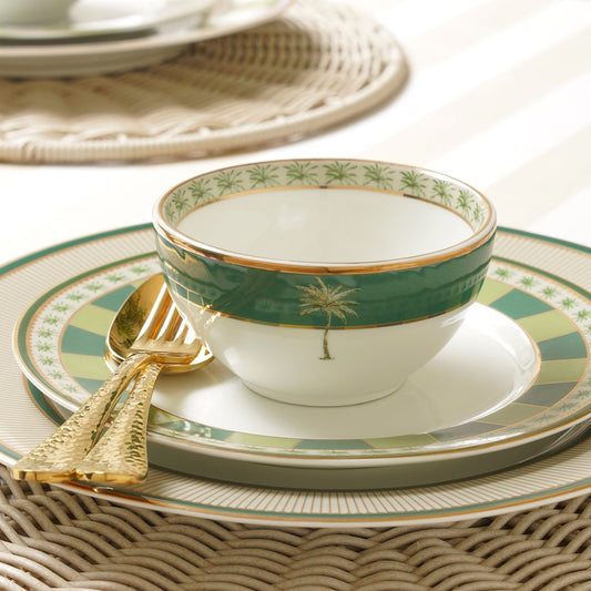 Set Of 2 Beige & Green Verde Print Bowls