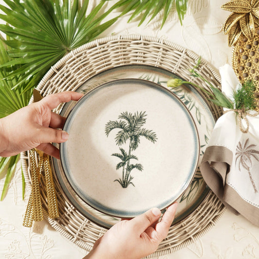 Green Ceramic Printed Dessert Plate