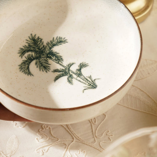 Green Ceramic Printed Serving Bowl