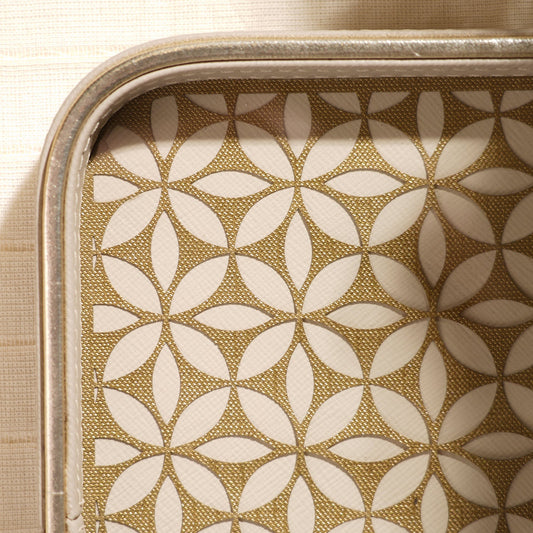 Beige Lazer Cut Faux Leather Platter - Small