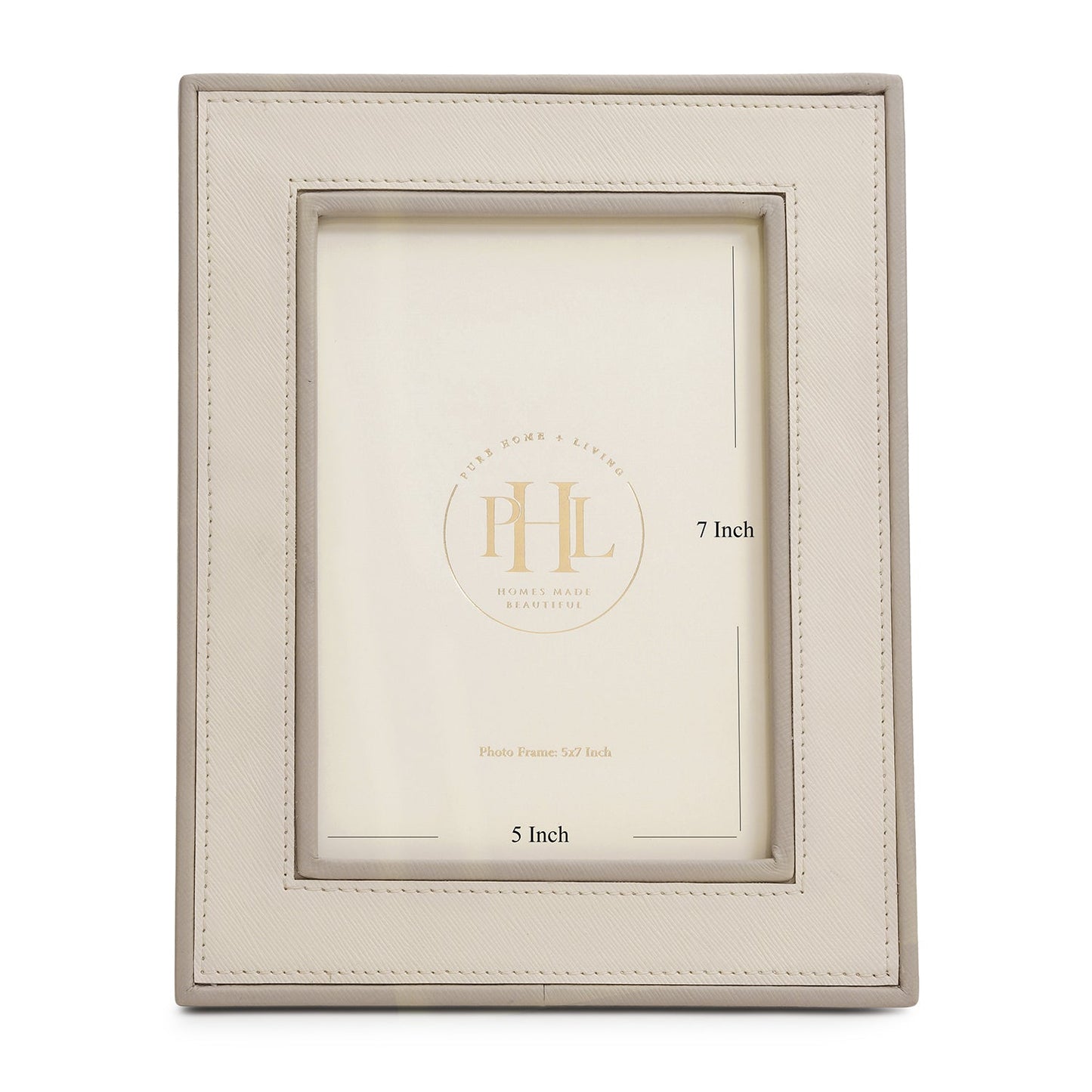 Beige Faux Leather Photo Frame - Medium