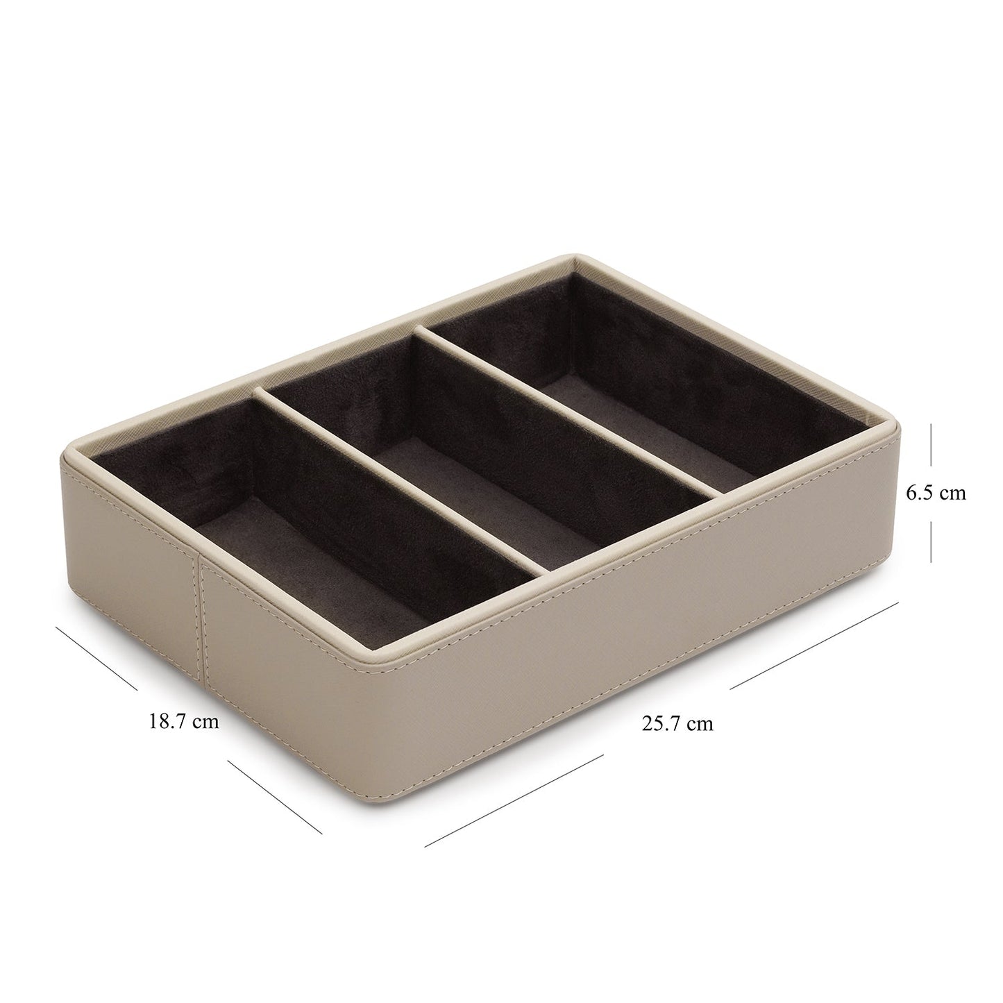 Beige 3 Compartment Faux Leather Organiser