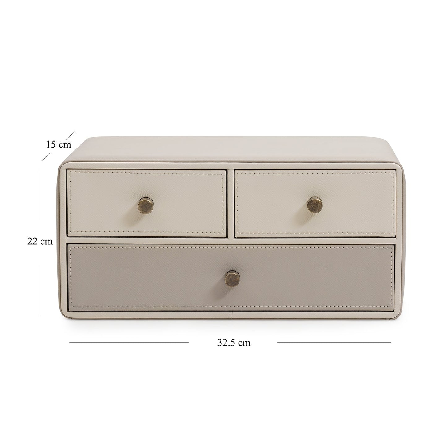 Beige & Cream Faux Leather Drawer Organizer