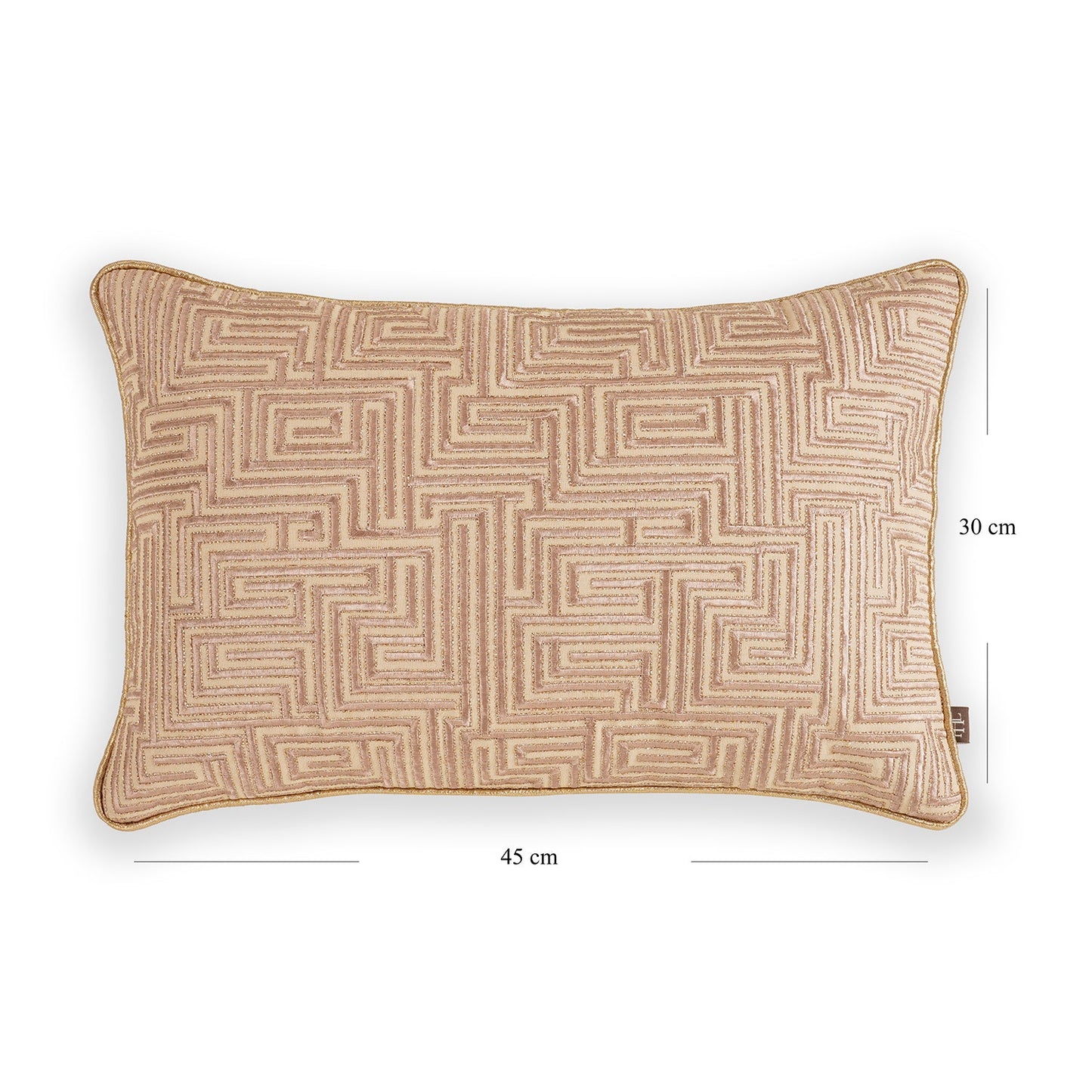 Beige Geometric Embroidered Cushion Cover