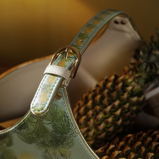 Green Como Printed Faux Leather Magazine Basket