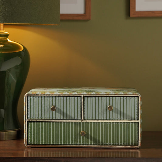 Green Como Printed Faux Leather Drawer Organizer