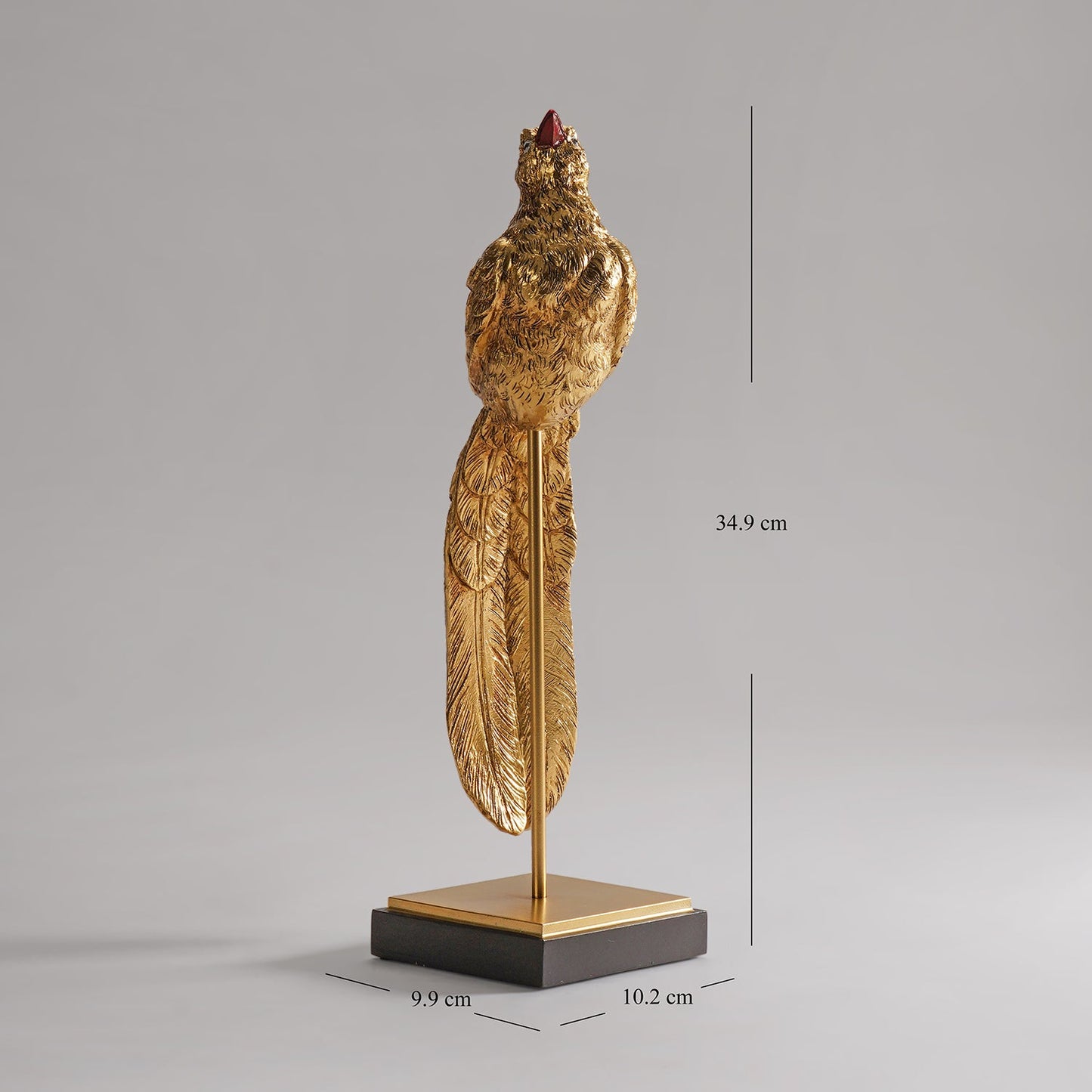 Gold Polyresin Bird Figurine with Stand