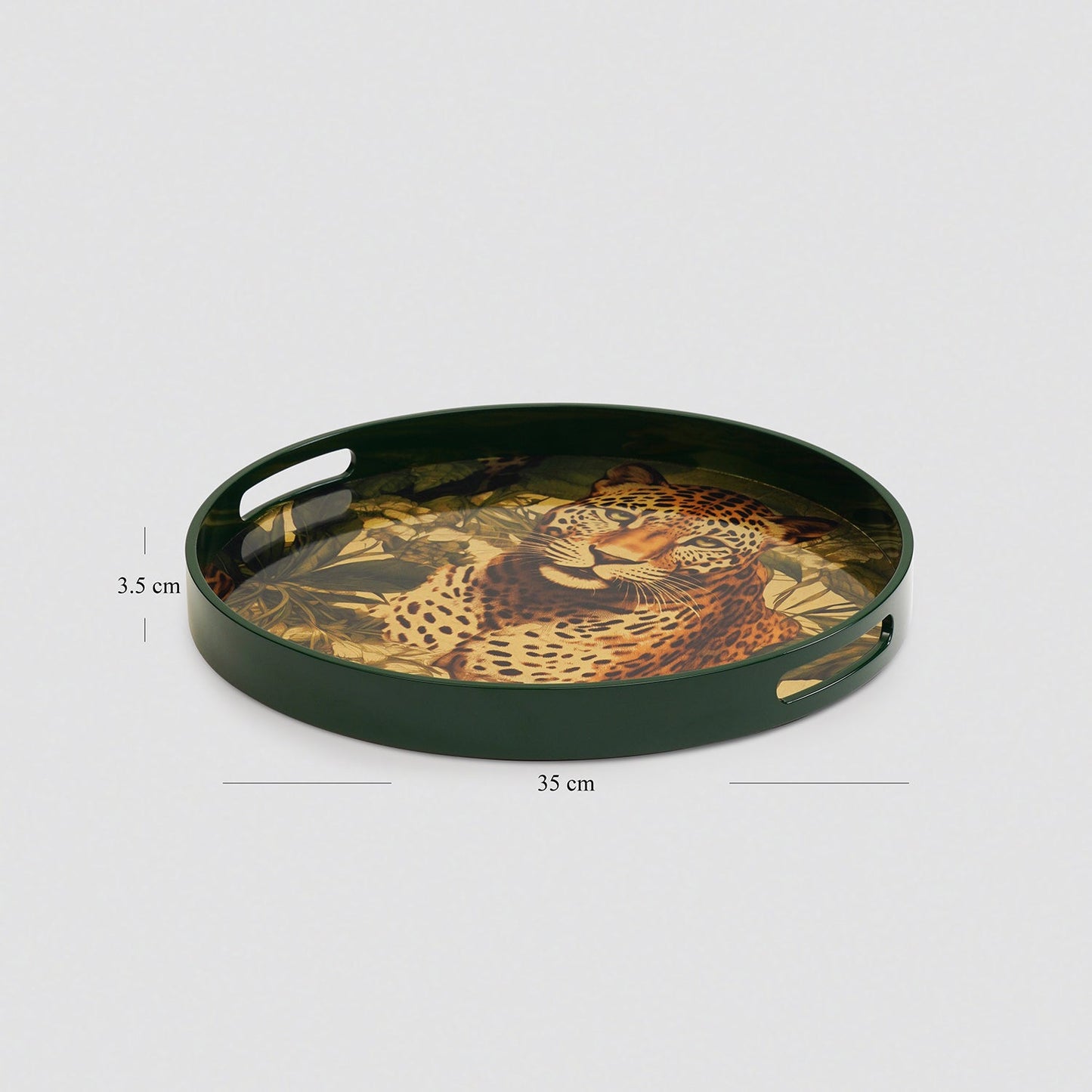 Green Leopard Print Round Tray